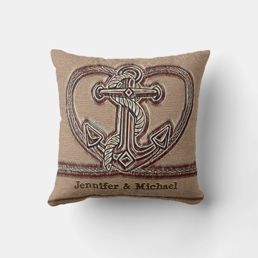 素朴ヴィンテージといかり航海の クッション (裏面)