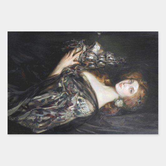 素朴ヴィンテージの女エレガント性海の分離 ラッピングペーパーシート (正面)