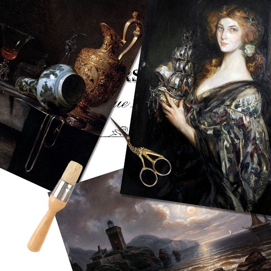 素朴ヴィンテージの女エレガント性海の分離 ラッピングペーパーシート