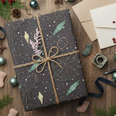 素朴ヴィンテージの小枝クリスマスオーナメントパターン ラッピングペーパー