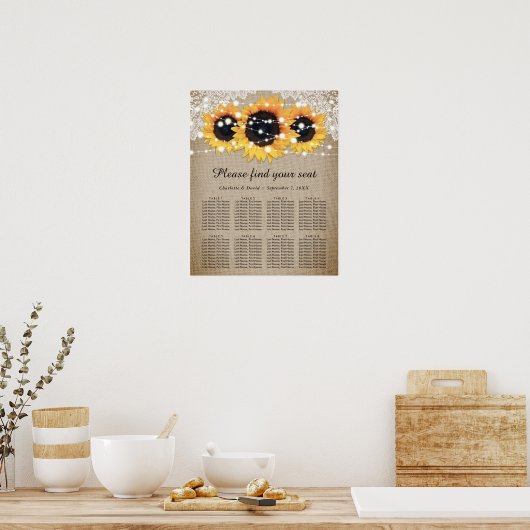 素朴ヴィンテージひまわり結婚の座席表8 ポスター (キッチン)