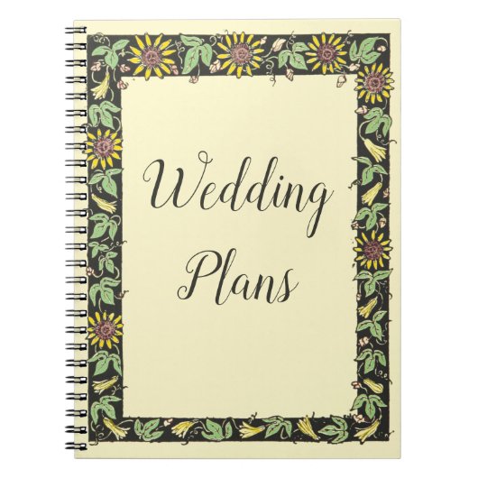 素朴ヴィンテージひまわり結婚枠の計画 ノートブック (正面)