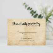 素朴ヴィンテージアドベンチャーウェディングRSVPカード 出欠カード (スタンド正面)