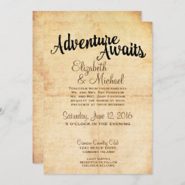 素朴ヴィンテージアドベンチャートラベル結婚式招待状 招待状