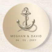 素朴ヴィンテージアンティーク航海の結婚いかり コースター (正面)