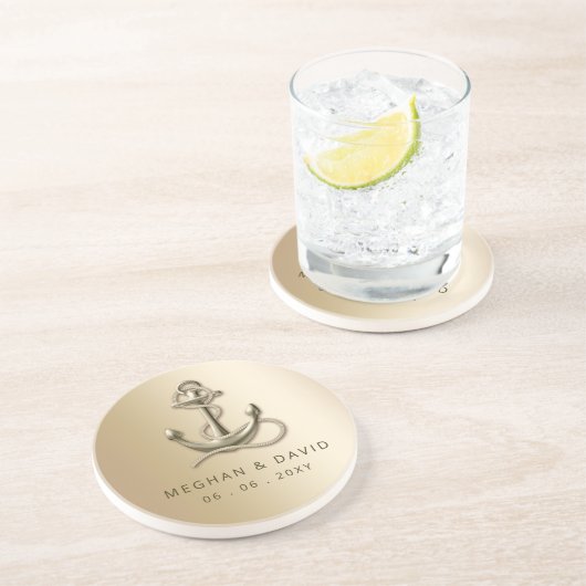 素朴ヴィンテージアンティーク航海の結婚いかり コースター (側面)