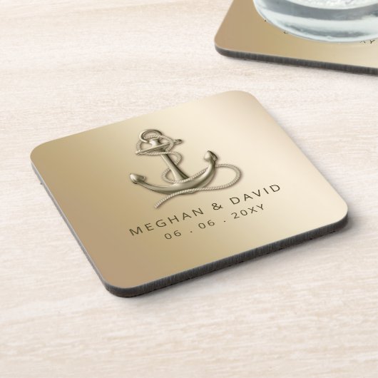 素朴ヴィンテージアンティーク航海の結婚いかり コースター (左側)