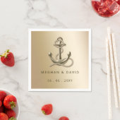 素朴ヴィンテージアンティーク航海の結婚いかり スタンダードカクテルナプキン (インサイチュ)