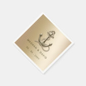 素朴ヴィンテージアンティーク航海の結婚いかり スタンダードカクテルナプキン (角)