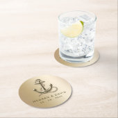 素朴ヴィンテージアンティーク航海の結婚いかり ラウンドペーパーコースター (インサイチュ)