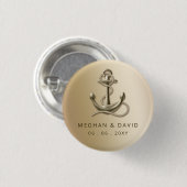 素朴ヴィンテージアンティーク航海の結婚いかり 缶バッジ (正面&裏面)