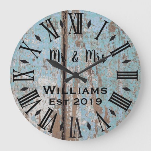 素朴ヴィンテージウッカスタムド ラージ壁時計 (正面)