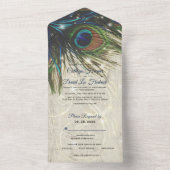 素朴ヴィンテージウッドネイビーターコイズピーコック結婚ズ オールインワン招待状 (内側)