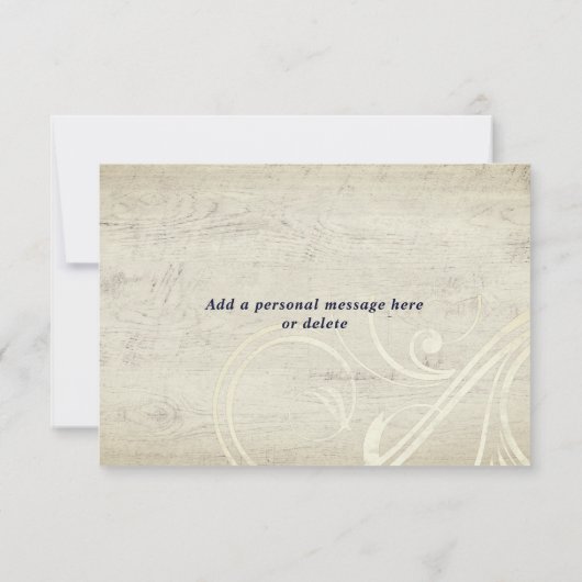 素朴ヴィンテージウッドネイビーターコイズピーコック結婚ズ 出欠カード (裏面)