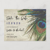 素朴ヴィンテージウッドネイビーターコイズ孔雀 案内ポストカード (正面)