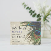 素朴ヴィンテージウッドネイビーターコイズ孔雀 案内ポストカード (スタンド正面)