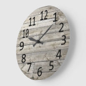素朴ヴィンテージウッドプランクス大きな黒の数 ラージ壁時計 (傾斜)