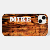 素朴ヴィンテージウッド&名前をカスタムする、ミニマリスト Case-Mate iPhoneケース (裏面 (横))