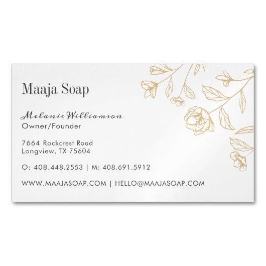 素朴ヴィンテージエッチスタイルフローラフラワーモノグラム マグネット名刺 (正面)