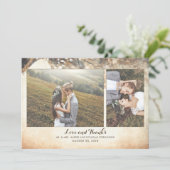 素朴ヴィンテージオークの木の結婚枝の写真 サンキューカード (スタンド正面)