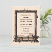 素朴ヴィンテージカウボ結婚イの木枠 招待状 (スタンド正面)