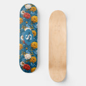 素朴ヴィンテージカラフル花柄 スケートボード (正面)