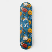 素朴ヴィンテージカラフル花柄 スケートボード (正面)