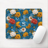 素朴ヴィンテージカラフル花柄 マウスパッド (マウス)