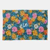 素朴ヴィンテージカラフル花柄(2) キッチンタオル (横)