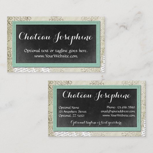 素朴ヴィンテージカルボ絵を描ードアクアオンダマスク 名刺 (正面/裏面)