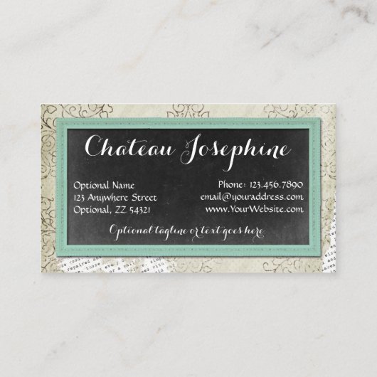 素朴ヴィンテージカルボ絵を描ードアクアオンダマスク 名刺 (裏面)