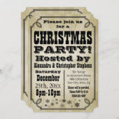 素朴ヴィンテージカントリークリスマスパーティの招待状 招待状 (正面/裏面)