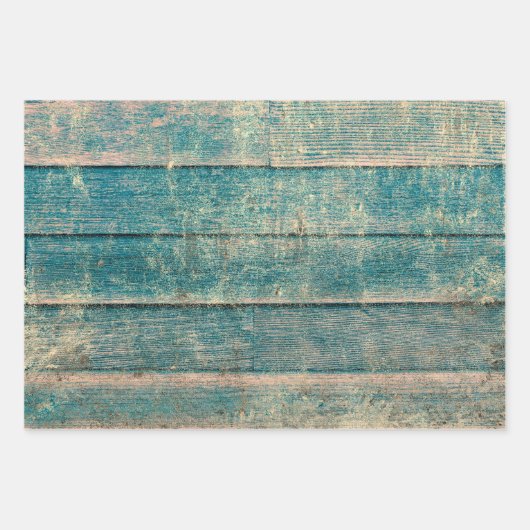 素朴ヴィンテージカントリーティール(緑がかった色)セピアウッドテクスチャ ラッピングペーパーシート (正面)