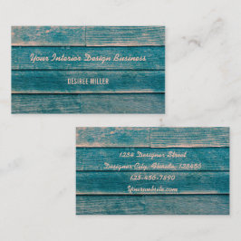 素朴ヴィンテージカントリーティール（緑がかった色）木目テクスチャ 名刺