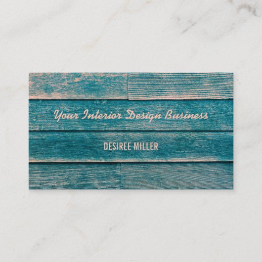 素朴ヴィンテージカントリーティール(緑がかった色)木目テクスチャ 名刺 (正面)