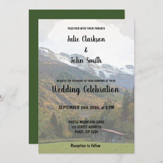 素朴ヴィンテージカントリーマウンテン結婚式招待状 招待状 (正面/裏面)