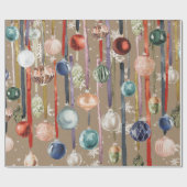 素朴ヴィンテージガラスぶら下がったオーナメントのリボン ラッピングペーパー (フラット)