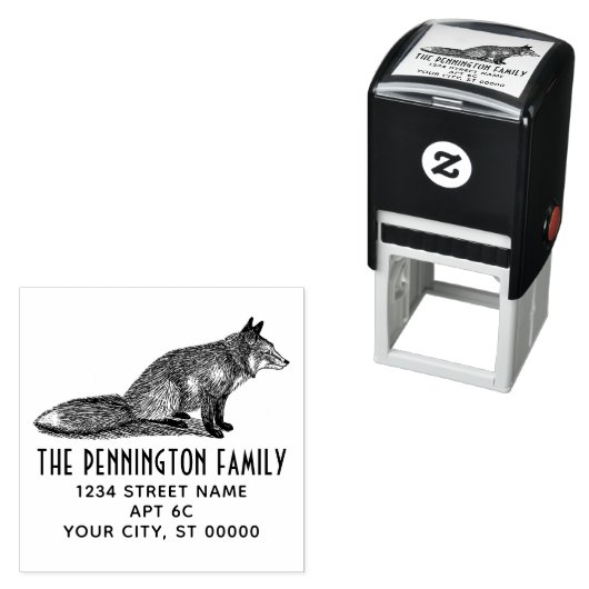 素朴ヴィンテージキツネスケッチ名差出人住所 セルフインキングスタンプ (インサイチュ)