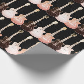 素朴ヴィンテージギタポップ・アートのーアートパターン音楽 ラッピングペーパー (角)