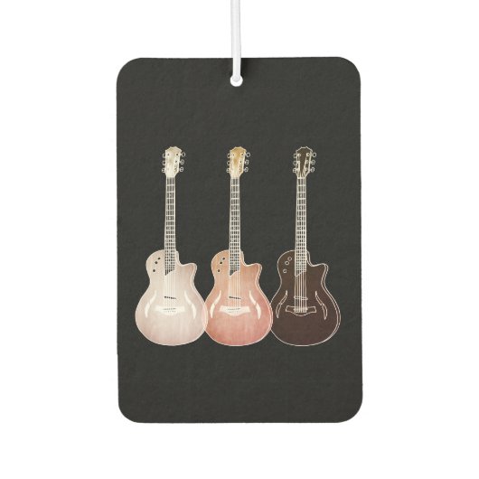 素朴ヴィンテージクラシックセミアコースティックギターアート カーエアーフレッシュナー (正面)