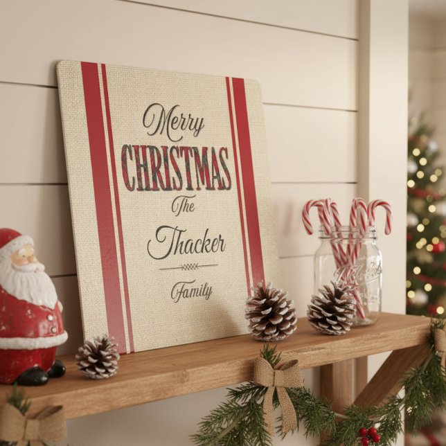 素朴ヴィンテージクラシックメリークリスマス メタルプリント (クリエイターアップロード済み)