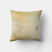 素朴ヴィンテージグランジティール(緑がかった色)黄 クッション (裏面)