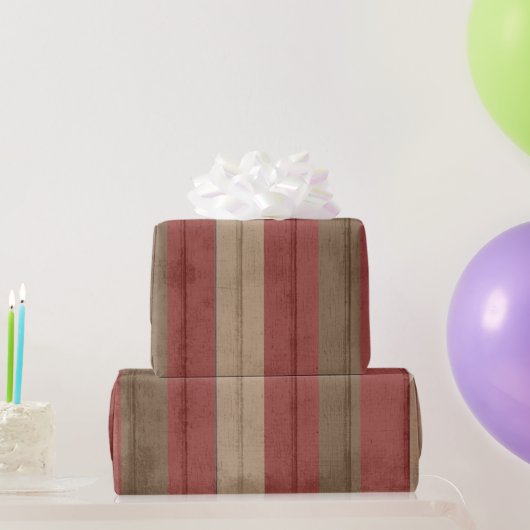 素朴ヴィンテージグランジレッド&ブラウン風化木材 ラッピングペーパー (パーティーギフト)