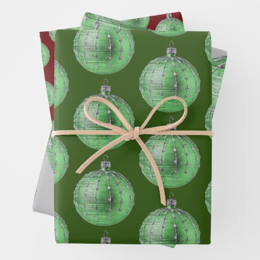 素朴ヴィンテージグリーンオーナメントラップクラフト紙 ラッピングペーパーシート (インサイチュ)