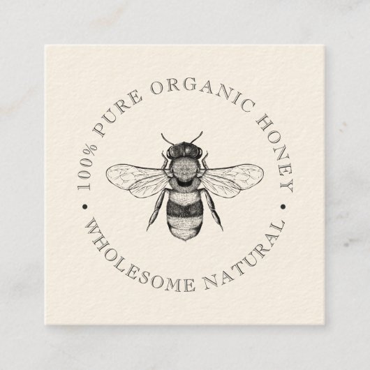 素朴ヴィンテージシンプルビーハニーフローラ スクエア名刺 (正面)