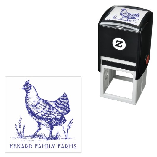 素朴ヴィンテージスケッチスタイルファームヘン/オードスター セルフインキングスタンプ (インサイチュ)