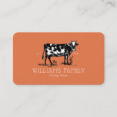 素朴ヴィンテージスケッチファーム乳牛の燃えオレンジ 名刺 (正面)