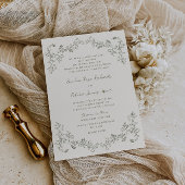 素朴ヴィンテージセージフローララインア結婚ート 招待状