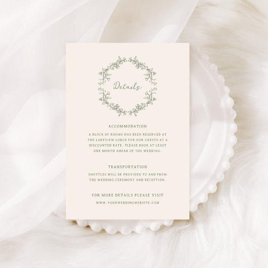 素朴ヴィンテージセージ結婚フローラ詳細 エンクロージャーカード