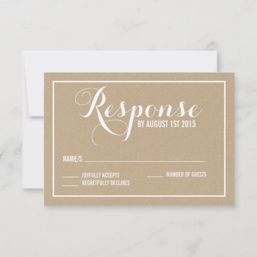 素朴ヴィンテージタイポグラフィスクリプトRSVPカード 出欠カード (裏面)